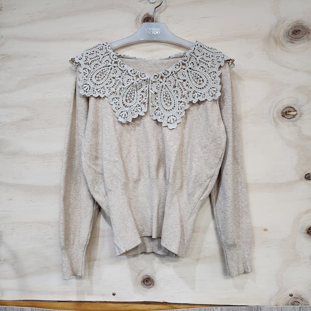 177) 레이스 칼라 니트 베이지