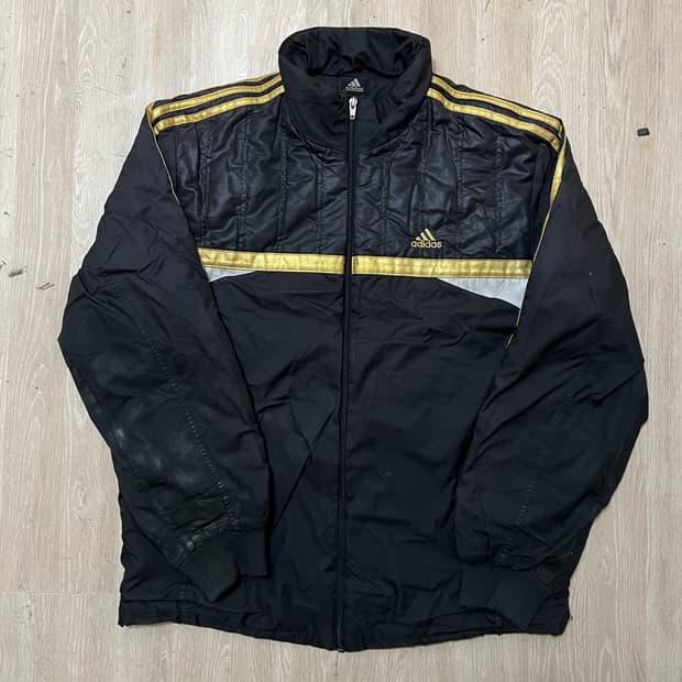 아디다스 남성 골드 로고 경량패딩 점퍼 XL/105 