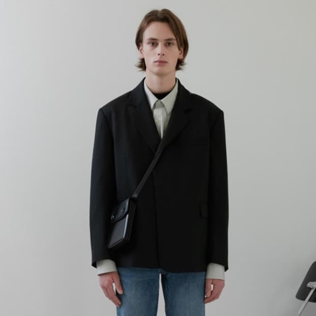 던스트 히든 버튼 울 블레이저 블랙