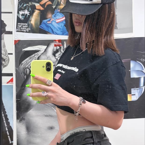 알렉산더왕 로고 크롭 티셔츠 블랙 S