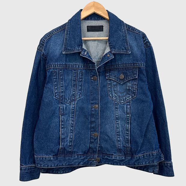 트루릴리젼 트루릴리전 데님 자켓 청자켓 트러커 여성 오버핏 M