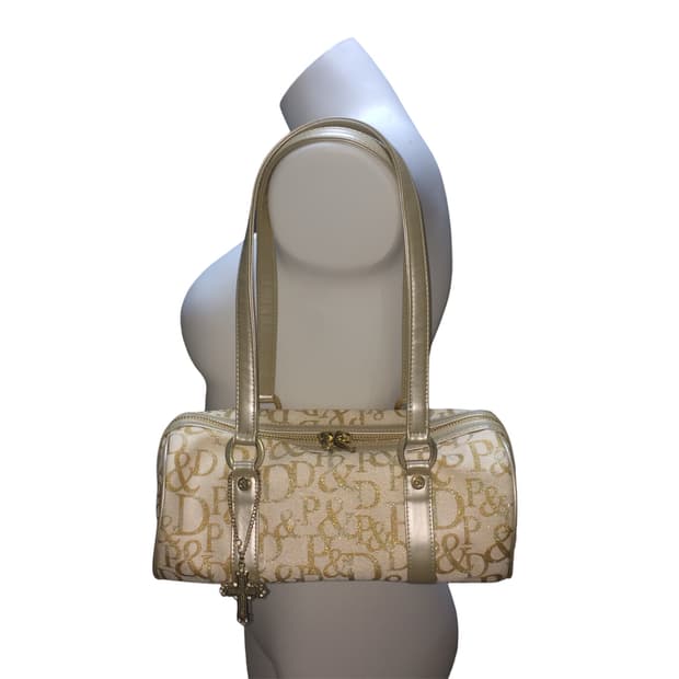 핑키앤다이안 글리터 로고 숄더백 아이보리 골드 갸루 y2k