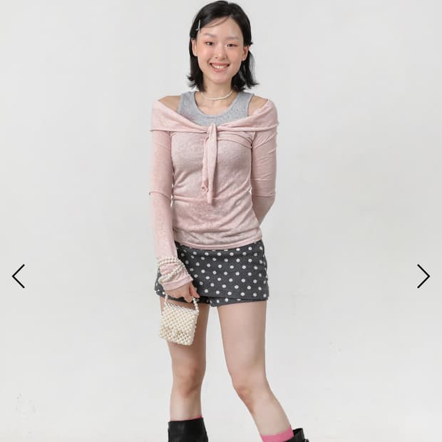 오운서 런웨이티켓 도트 스커트 그레이 