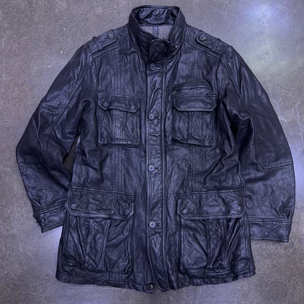 올젠 양가죽 4포켓 야상 디자인 사파리 견장 가죽자켓 100