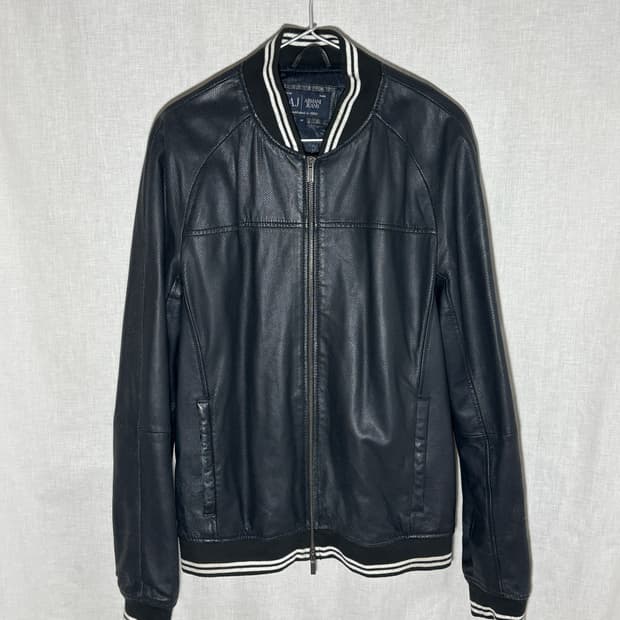 [52] 아르마니 진스 램 레더 블루종