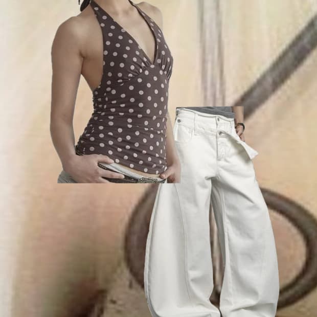 스컬프터 여름 휴양지 핫걸 핀터깔 도트홀터탑세트코디