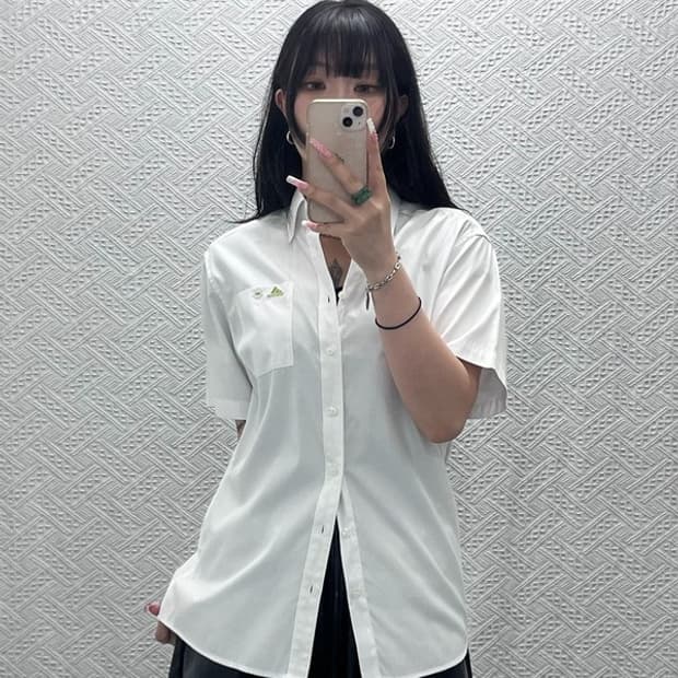 아디다스 빈티지 캐주얼 워크 포켓 자수 반팔 셔츠 95 C12553
