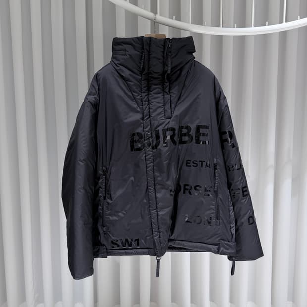(A+/M) / 버버리 호스페리 프린트 후드 패딩 자켓 블랙