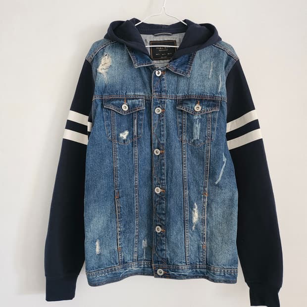 자라 맨 데님컬렉션 데님후드자켓
