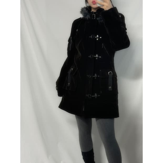 벨벳 파이어맨 후크 퍼 후디드 코트