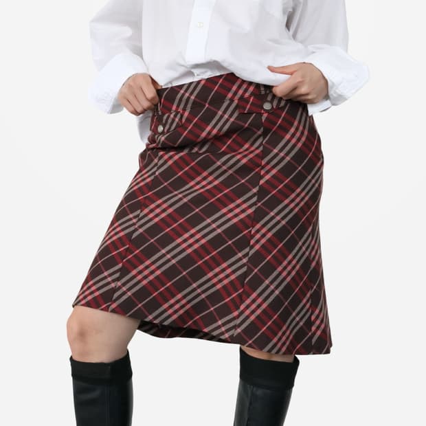 Burberry Check Wool Skirt