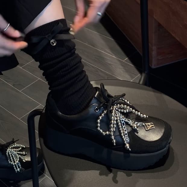 트리밍버드 실버 리본 슈즈 링 키링 (2ea 1set)