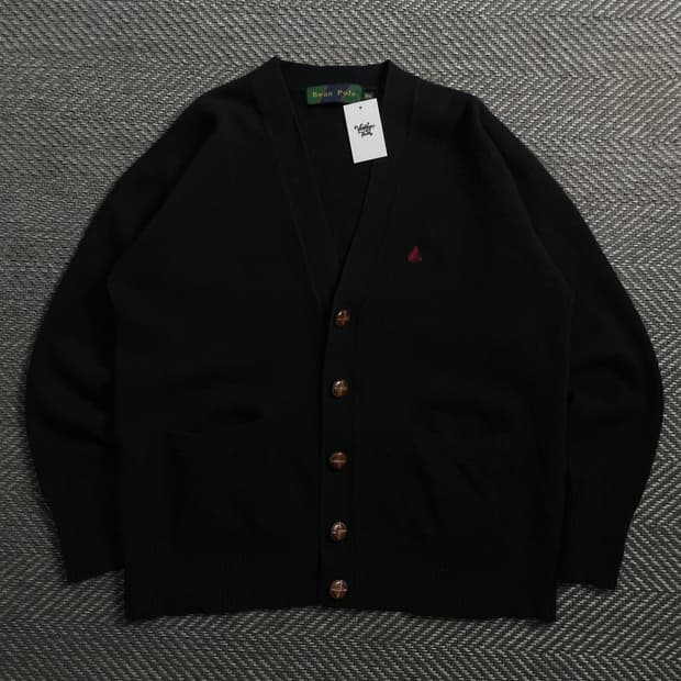빈폴 자수 로고 미니멀 램스울 가디건o 4187