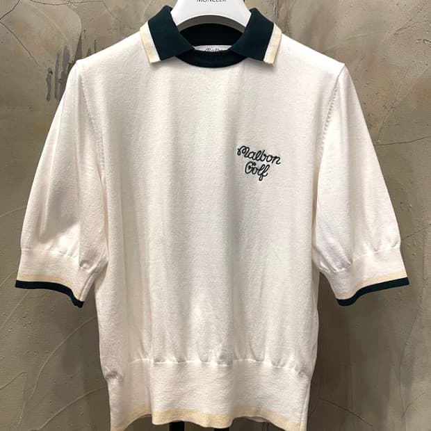 말본 여성 골프복 화이트 반팔 카라 니트 M