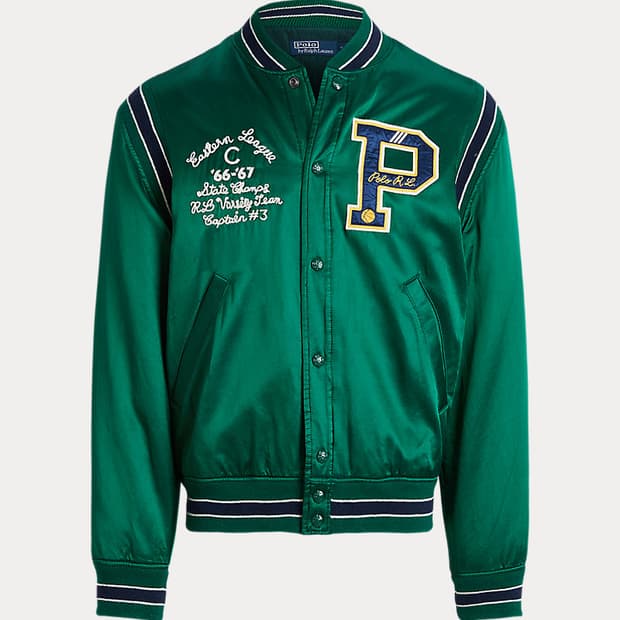 (xl)폴로 랄프로렌 레터맨 새틴 사틴 자켓 그린+세트바지 증정