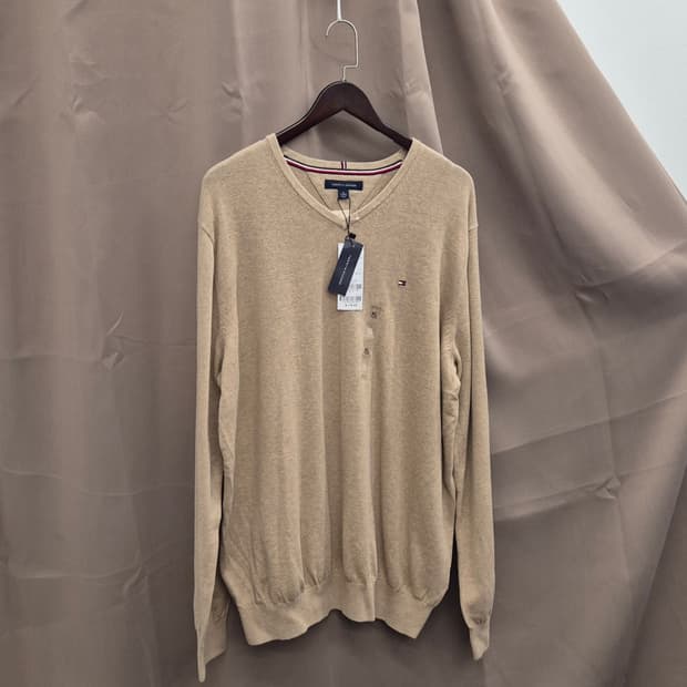 타미힐피거 브이넥 니트 베이지 XL