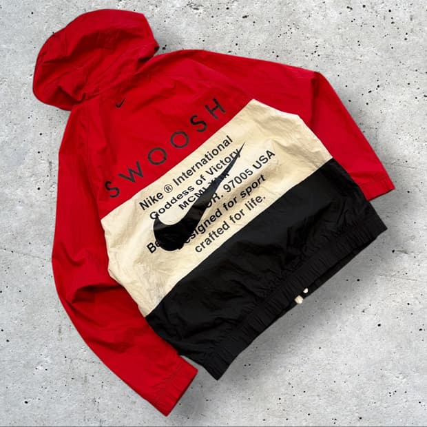 [L] 나이키 더블 스우시 우븐 바람막이 자켓 레드 블랙 C51