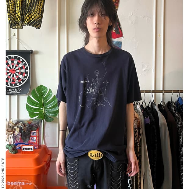 -00s Skeleton Drum Printed 1/2 T-Shirt