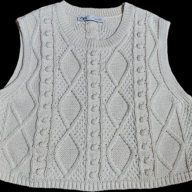 자라 베이지 니트 베스트 크롭 조끼