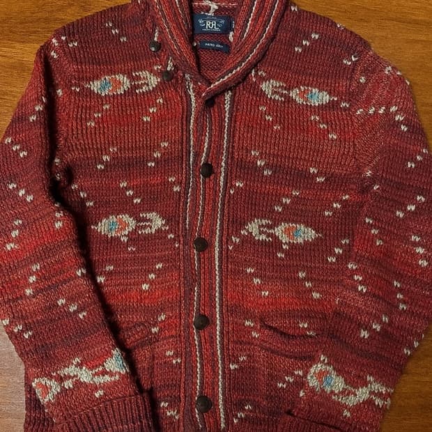 RRL 나바호 인디고 숄카라 가디건