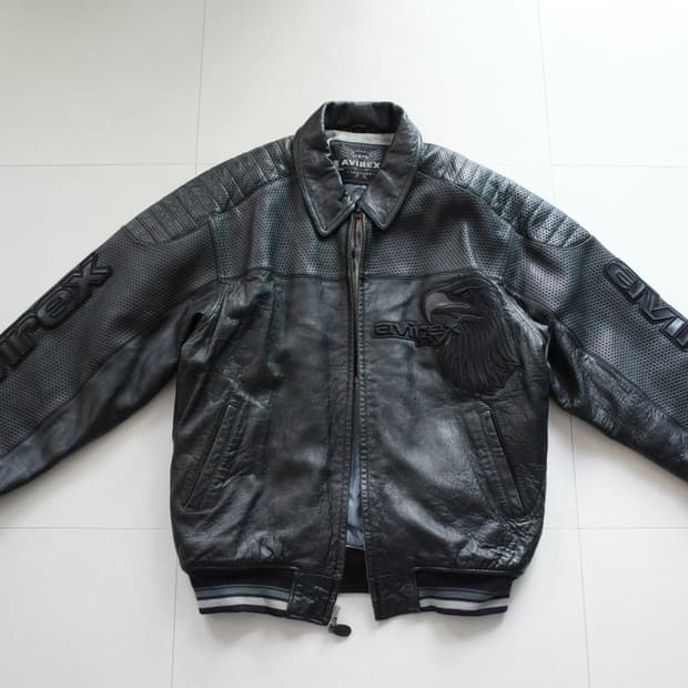 00s 아비렉스 독수리 리얼 레더 바시티 자켓 XL