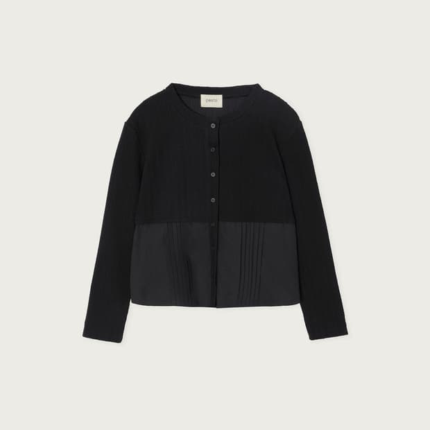 pesto HALF BLOUSE HALF CARDIGAN BLACK