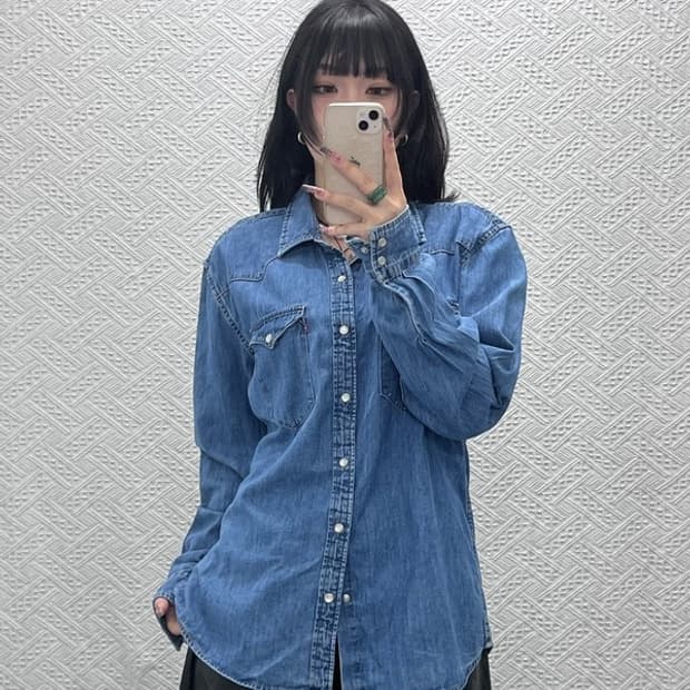 리바이스 웨스턴 컨트리 빈티지 버튼 데님셔츠 L C11596