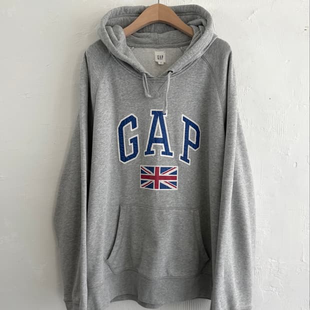 GAP 갭 유니온잭 로고 그레이컬러 후드티