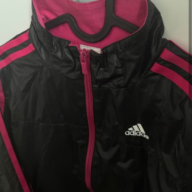 아디다스 기모 바람막이 핑크