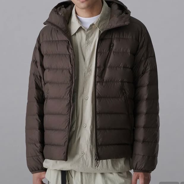 무신사스탠다드 시티 레저 후디드 라이트 다운 재킷 브라운 XL