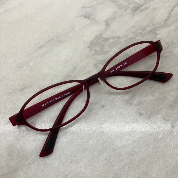 B82 CLOD 경량 레드 와인 오벌 슬림 뿔테 안경351