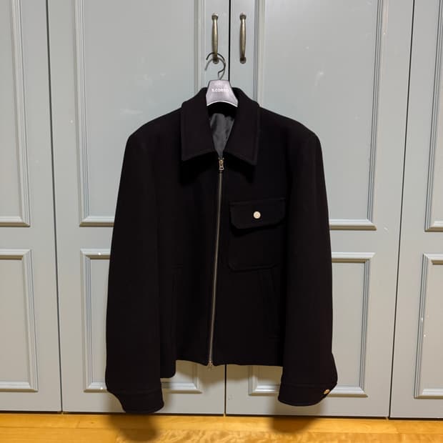 일꼬르소 슬랜트 포켓 스윙 블루종 자켓 집업 블랙 XL 새상품급