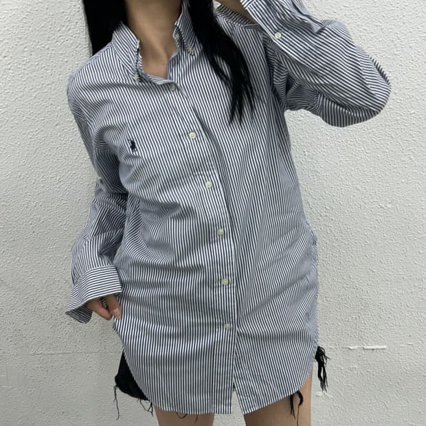 폴로 랄프로렌 네이비포니 블루 스트라이프 셔츠