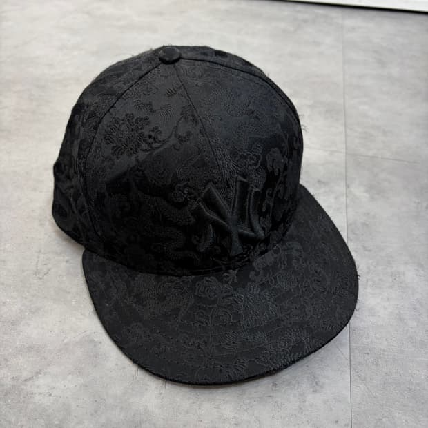 7 뉴에라 뉴욕 양키스 59FIFTY 빈티지 자수 피티드 캡 모자 블랙