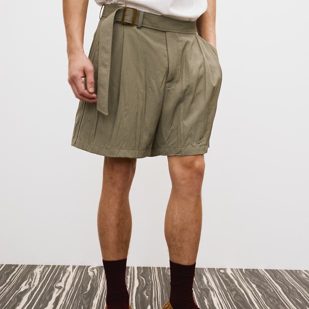 [할인] 렉토 25SS 링클 디테일 벨트 쇼츠 반바지 카키