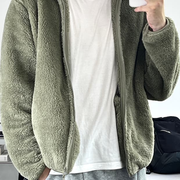 스파오 퍼플리스 집업 L