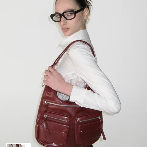 썬번프로젝트 Double Pocket Shoulder Bag 버건디