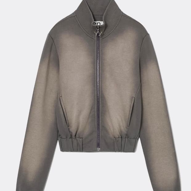 Open yy WASHED BABY ZIPPED JACKET-GRAY