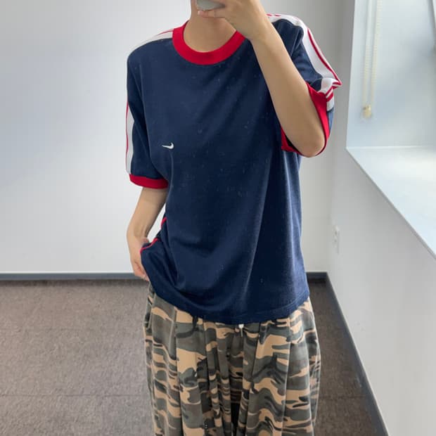 Nike 나이키 네이비 레드 배색 반팔 
