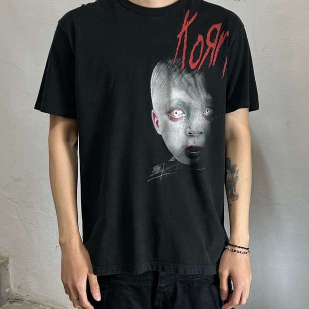 00’s 빈티지 콘 티셔츠 Korn 밴드 티셔츠 밴드티 하드페이딩
