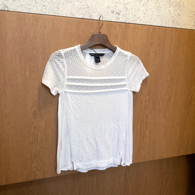 마크 바이 마크 제이콥스 반팔 티셔츠 시스루 레이스 패널 디테일 화이트