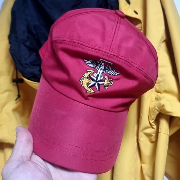 밀리터리 레드 해병대 모자 자수(free)