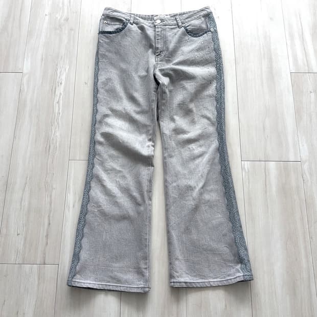 Lace-Detail Fairy Boots-cut Denim pants