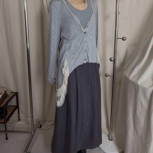 M style 매쉬 레이스 롱 가디건