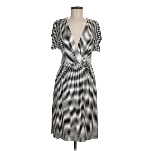 토리버치 폴카도트패턴 프렌치슬리브 실크 저지 랩원피스