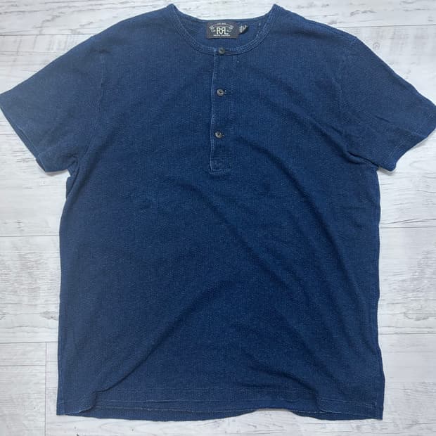 RRL 인디고 와플 헨리넥 반팔 XL
