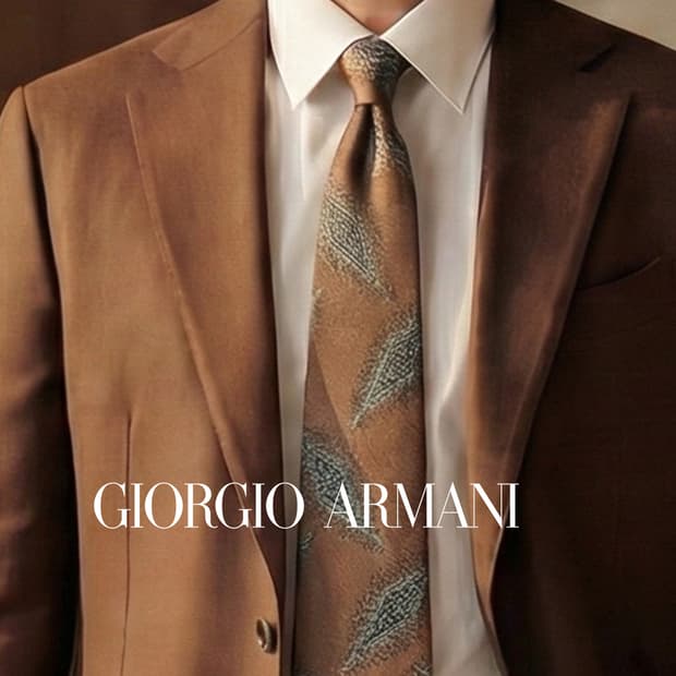 조르지오 아르마니 실크 브라운 패턴 넥타이 9.6cm A등급 K1725
