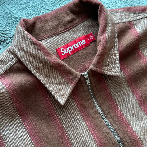 (L) supreme 슈프림 플란넬 집업 셔츠 체크