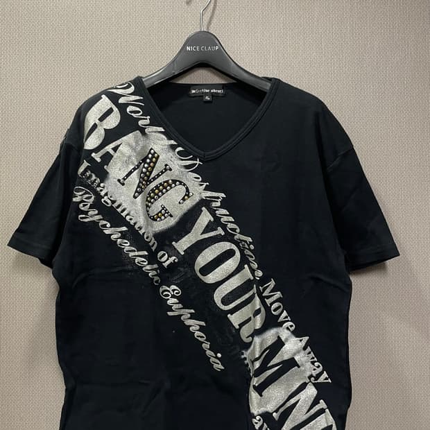 Y2k 큐빅 프린팅 브이넥 반팔 탑