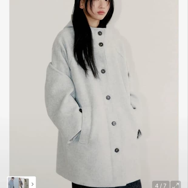 오피쉬 울 하프 코트 그레이